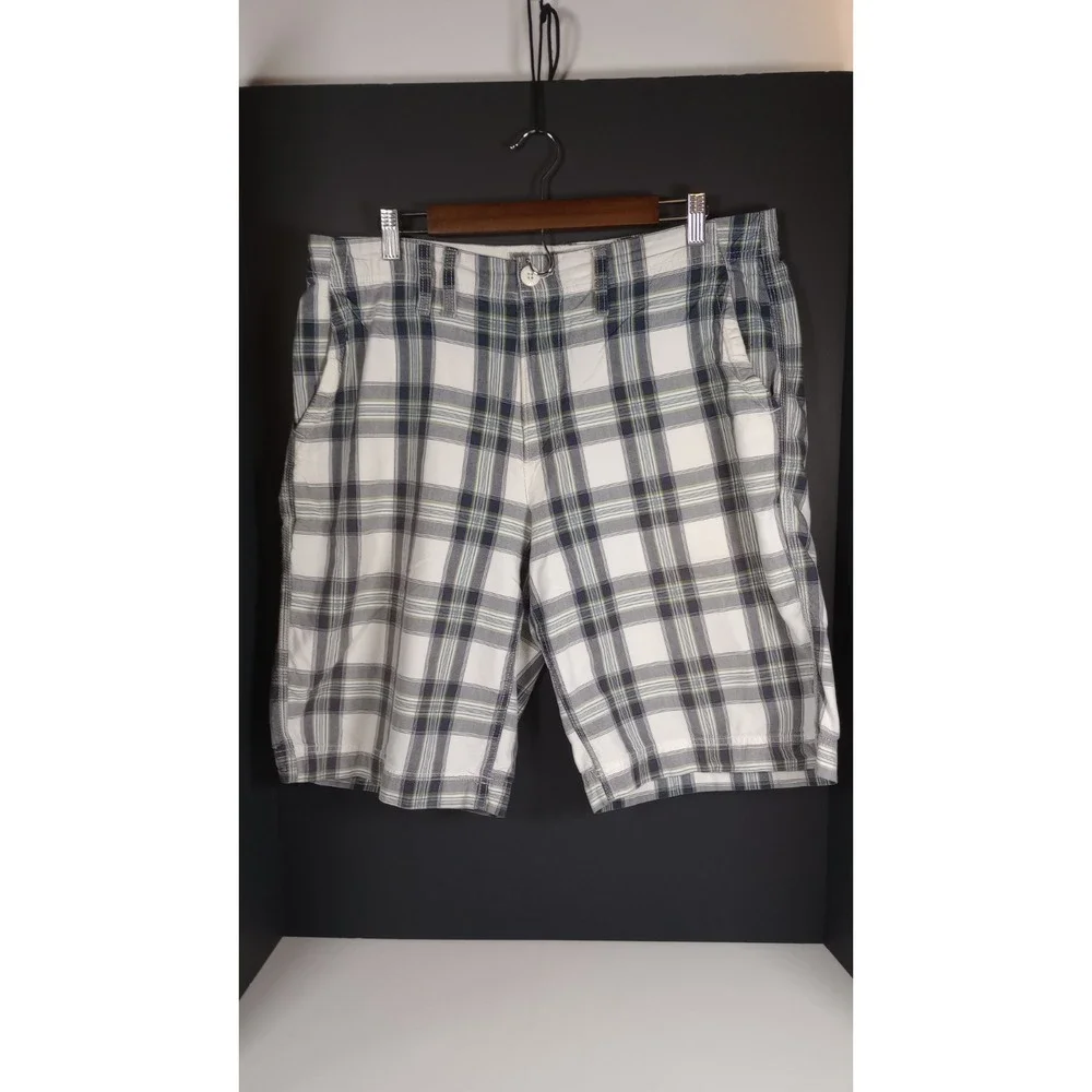 Urban Pipeline Vintage Y2K Baggy Plaid Skater Shorts Blue White Mens 36